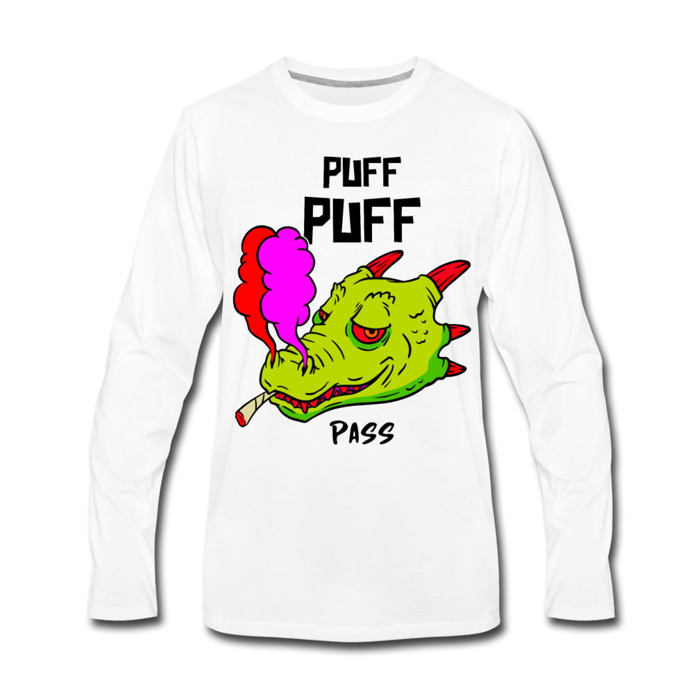 PUFF PUFFF DRAGON Men's Premium Long Sleeve T-Shirt - white