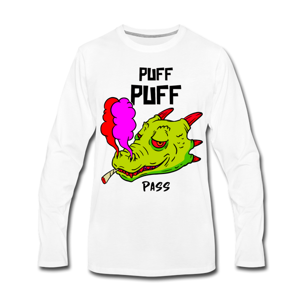 PUFF PUFFF DRAGON Men's Premium Long Sleeve T-Shirt - white