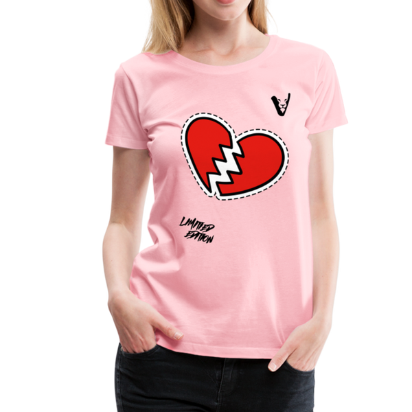 BROKEN HEART STICKER (LE) Women’s Premium T-Shirt - pink