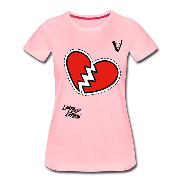 BROKEN HEART STICKER (LE) Women’s Premium T-Shirt - pink