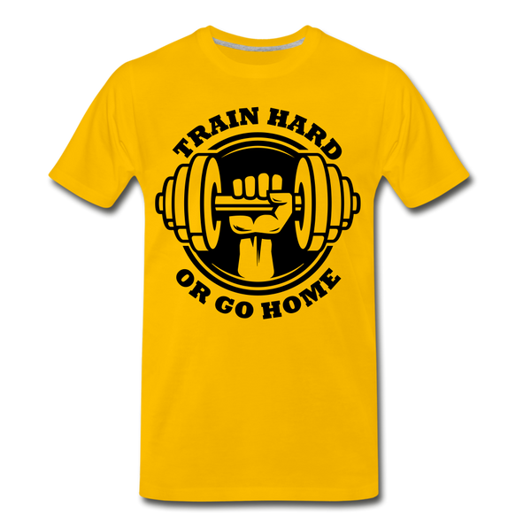 TRAIN HARD GO HOME Men's Premium T-Shirt - sun yellow